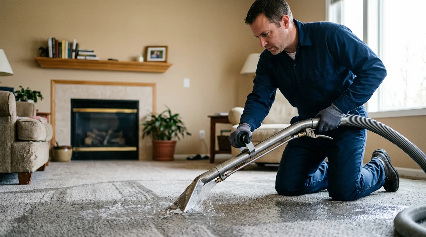 Water damage restoration technician working near Armona, CA